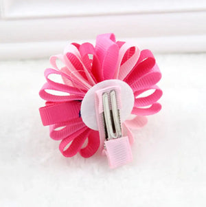 3 pcs Colorful Hair Clips Snaps Hairpins With Ribbon Bow Girls Kids Baby