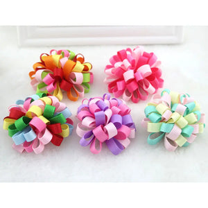 3 pcs Colorful Hair Clips Snaps Hairpins With Ribbon Bow Girls Kids Baby
