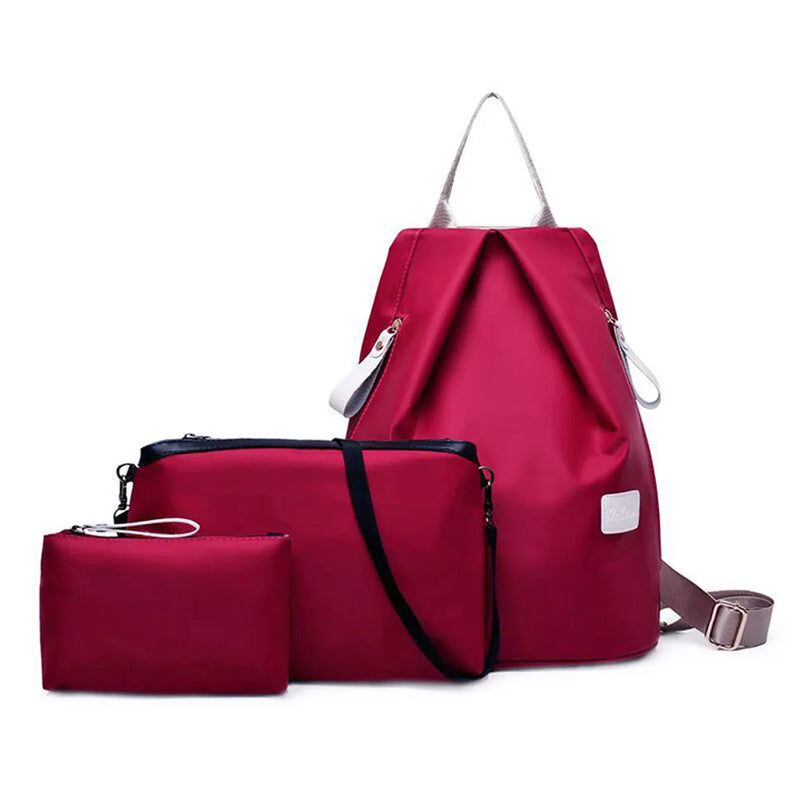 3 Pcs/Lot Women Backpack Waterproof Nylon Shoulder Bags Oxford Crossbody Bags