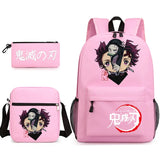 3-Piece Backpack Set Girl Student School Bag Demon Slayer