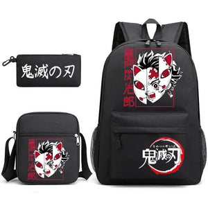 3-Piece Backpack Set Girl Student School Bag Demon Slayer
