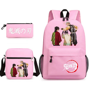 3-Piece Demon Slayer Backpack Set for Student, School, and Travel