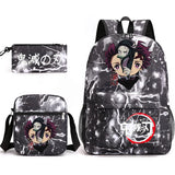 3-Piece Backpack Set Girl Student School Bag Demon Slayer