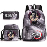 3-Piece Backpack Set Girl Student School Bag Demon Slayer