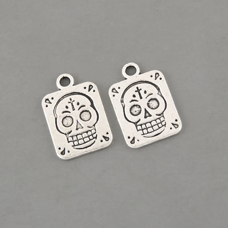 30pcs Painted Face Skull Connector Halloween Skeleton Pendant DIY Accessorie