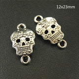 30pcs Painted Face Skull Connector Halloween Skeleton Pendant DIY Accessorie