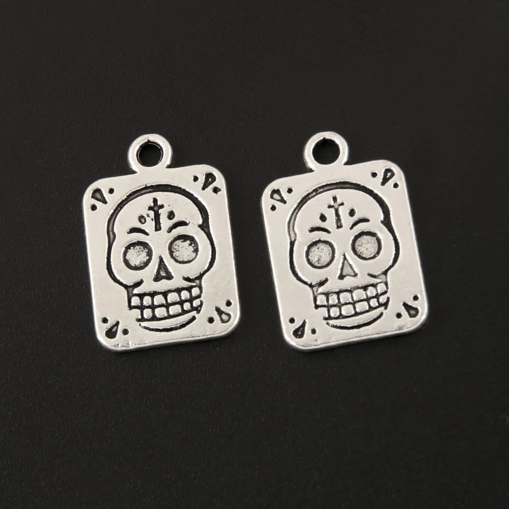 30pcs Painted Face Skull Connector Halloween Skeleton Pendant DIY Accessorie
