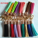KC Leather Key Chain Long Suede Tassel Key chain Korea Style Lobster Clasp