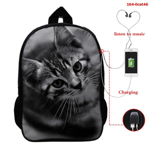 3D Animal Backpack for Women Kids School Boys Girls Cat Print Bag