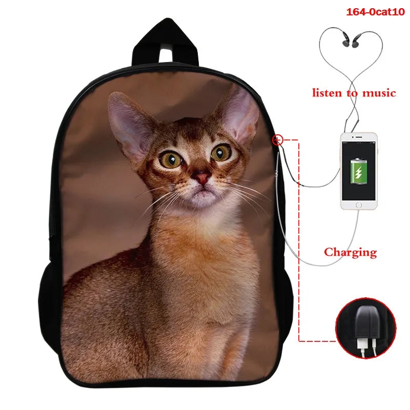 3D Animal Backpack for Women Kids School Boys Girls Cat Print Bag