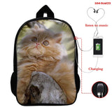 3D Animal Backpack for Women Kids School Boys Girls Cat Print Bag