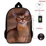 3D Animal Backpack for Women Kids School Boys Girls Cat Print Bag