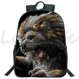 3D Lion Wolf Backpack Kids School Rucksack Casual Travel Mochila