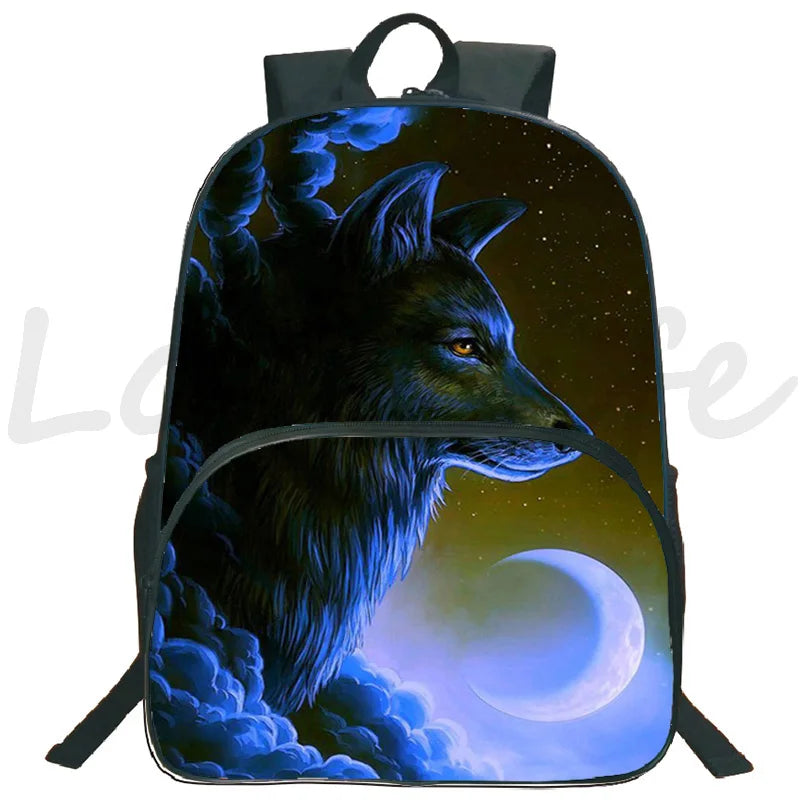 3D Lion Wolf Backpack Kids School Rucksack Casual Travel Mochila