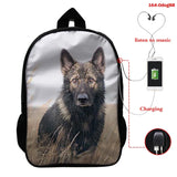 3D Animal Pug Dog Print Backpack Male Animal Backpack Travel Laptop Computer Bag