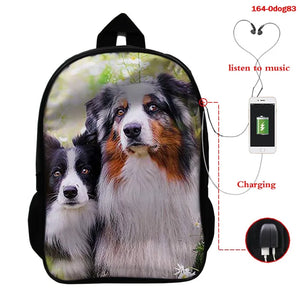 3D Animal Pug Dog Print Backpack Male Animal Backpack Travel Laptop Computer Bag