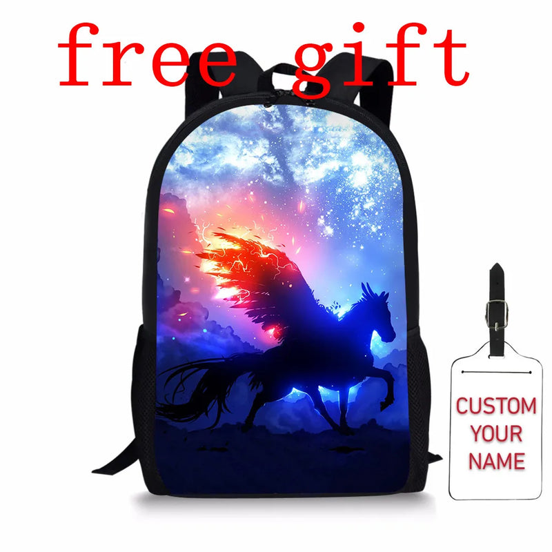 3D Animals Horse Kids Schoolbag Student School Backpack Unicorn Children Bagpack