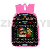 3D Anime Pink Santa Claus Backpack Teenagers Merry Christmas School Bag