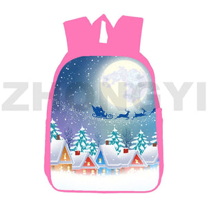 3D Anime Pink Santa Claus Backpack Teenagers Merry Christmas School Bag