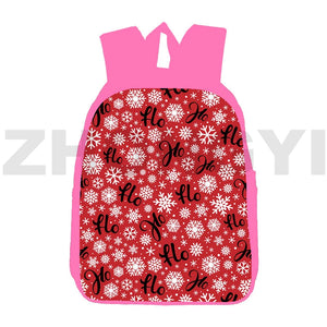 3D Anime Pink Santa Claus Backpack Teenagers Merry Christmas School Bag