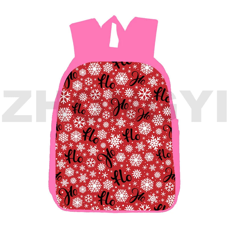 3D Anime Pink Santa Claus Backpack Teenagers Merry Christmas School Bag