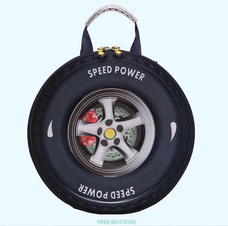 3D Car Tire School Bag Style Children's Backpack 24X24X13CM