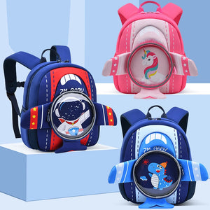 3D Cartoon Astronaut Dinosaur Unicorn Backpack For Kids School