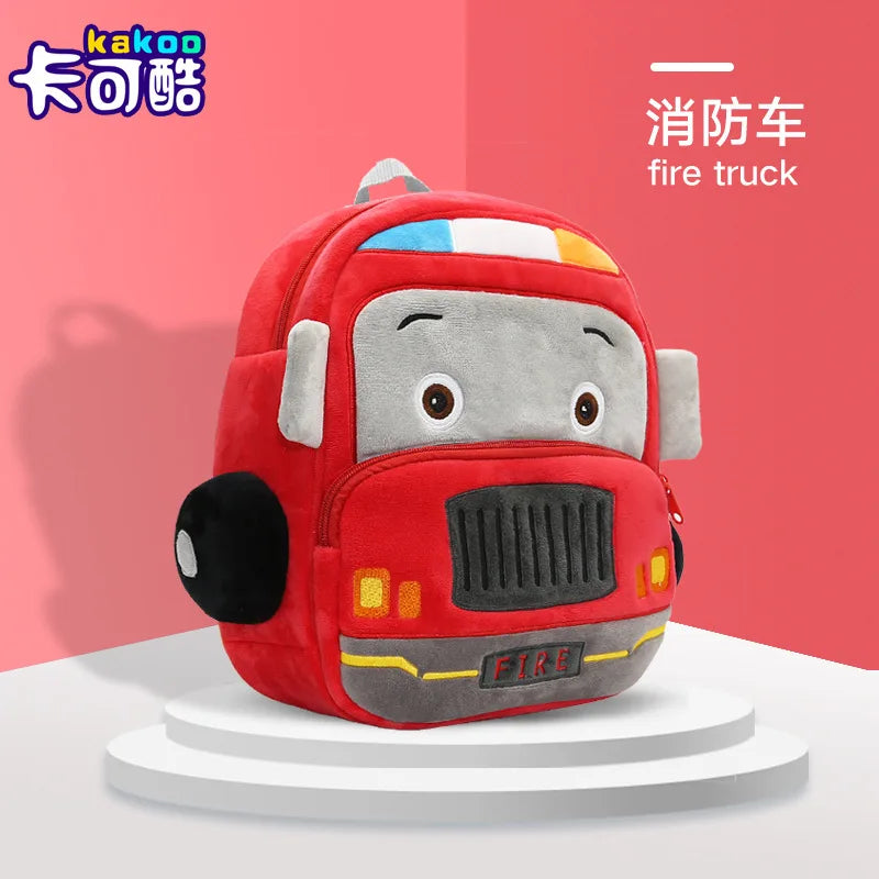 3D Cartoon Car School Backpacks for Boys Girls Plush Kindergarten Children