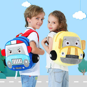 3D Cartoon Car School Backpacks for Boys Girls Plush Kindergarten Children