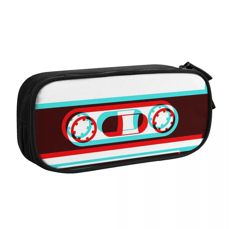 3D Cassette Tape Pen Box Student School Anime Zipper Pen Bag