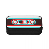 3D Cassette Tape Pen Box Student School Anime Zipper Pen Bag