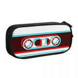3D Cassette Tape Pen Box Student School Anime Zipper Pen Bag