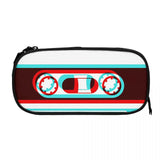 3D Cassette Tape Pen Box Student School Anime Zipper Pen Bag