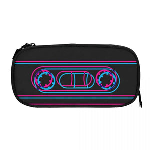 3D Cassette Pen Box Zipper Pencil Case Student School Anime Stationery Bag Gift