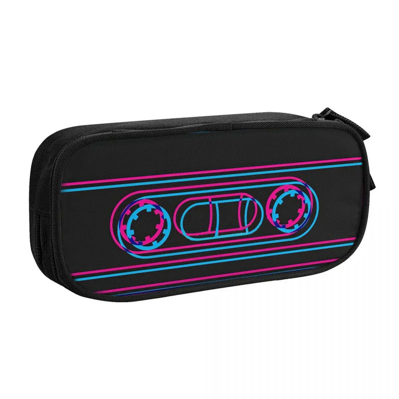 3D Cassette Pen Box Zipper Pencil Case Student School Anime Stationery Bag Gift