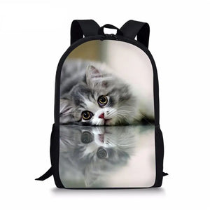 3D Cat Pets Pattern Student High School Shoulder Bag