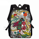 Colorful Hemp Print School Backpack - 15inch Student Book Bag