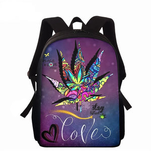 Colorful Hemp Print School Backpack - 15inch Student Book Bag