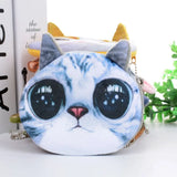 3D Cat Dog Head Plush Coin Purse Wallet Bag