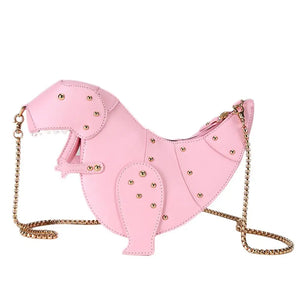 3D Dinosaur Rivets Pu Leather Crossbody Mini Messenger Bag Women Chain Purse