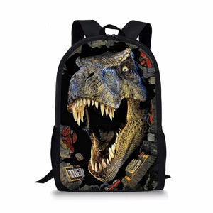 3D Dinosaur Print Backpack 16 Inch School Bags for Teenagers Boy