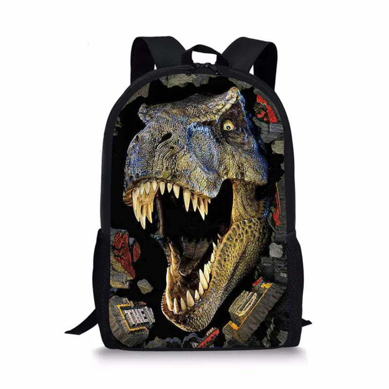 3D Dinosaur Print Backpack 16 Inch School Bags for Teenagers Boy