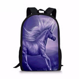 3D Horse Print Kids Backpack Unicorn School Bags Set Dropship