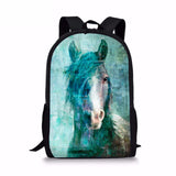 3D Horse Print Kids Backpack Unicorn School Bags Set Dropship