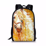 3D Horse Print Kids Backpack Unicorn School Bags Set Dropship