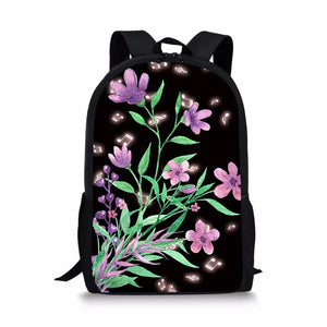 3D Flower Music Notes Pattern Kids Schoolbags Women Laptop Backpack