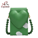 Heart Box Purses Beaded Chain Shoulder Bag
