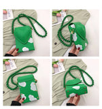 Heart Box Purses Beaded Chain Shoulder Bag