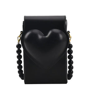 Heart Shaped Beaded Chain Purse Polka Dot Crossbody Bag