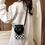 Heart Shaped Beaded Chain Purse Polka Dot Crossbody Bag